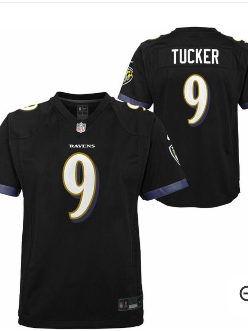 NFL Baltimore Ravens Tucker #9 Jersey - Black with Gold & Purple
